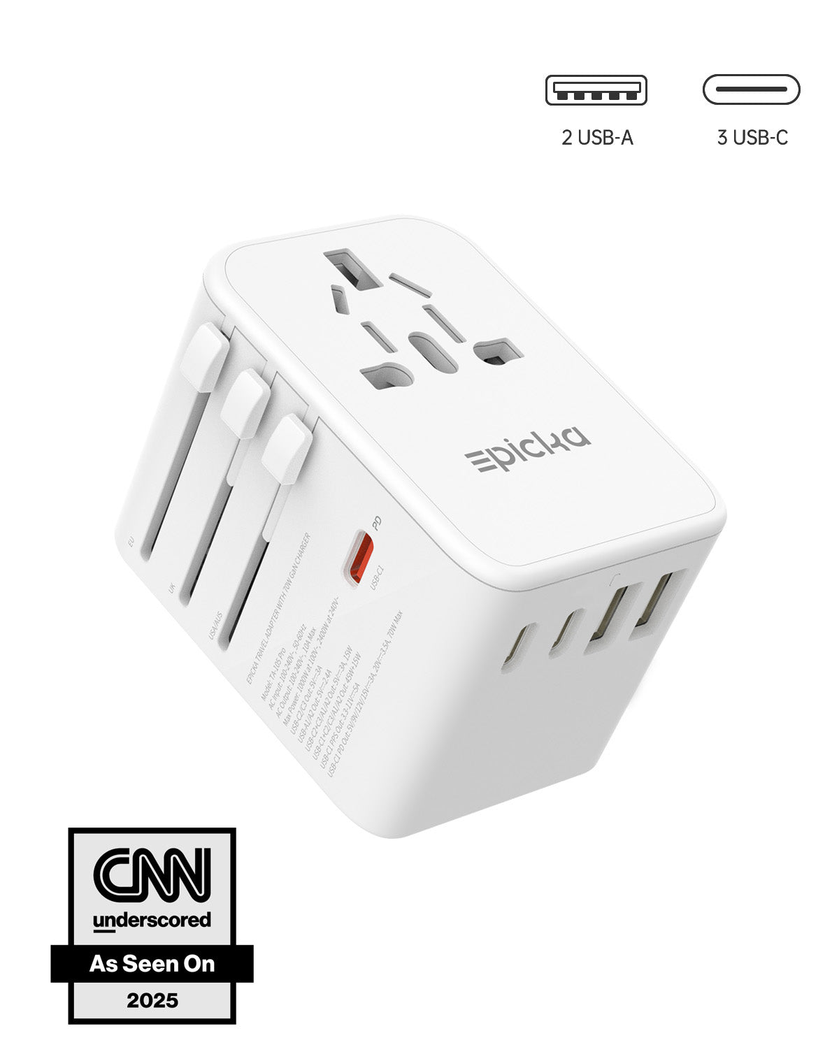 TA-105 Pro Universal Travel Adapter GaN 70W Fast Charging