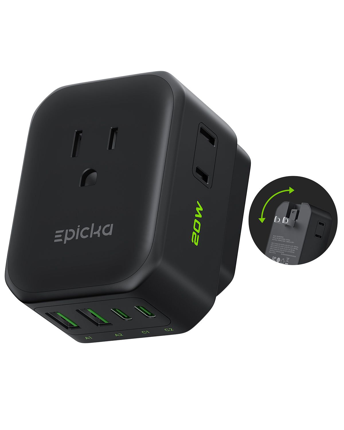 Hybrid 8-in-1 Abroad Travel Adapter with 20W Fast Charging