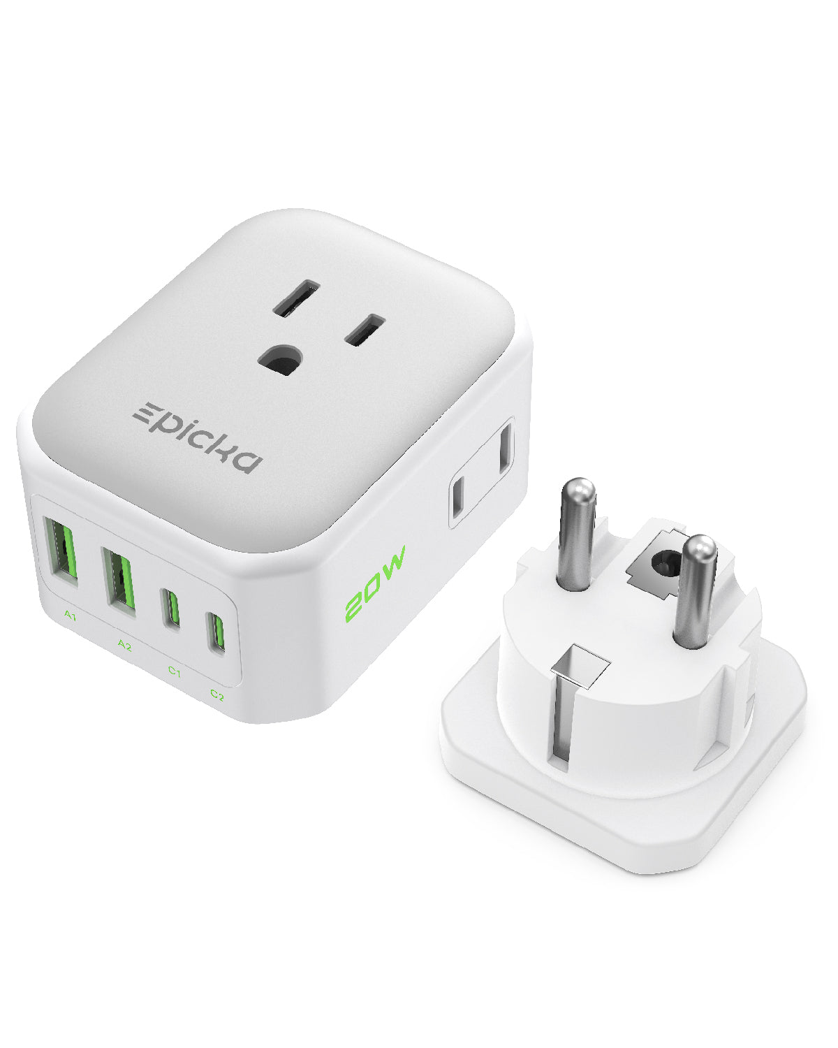 Hybrid 8-in-1 Abroad Travel Adapter with 20W Fast Charging