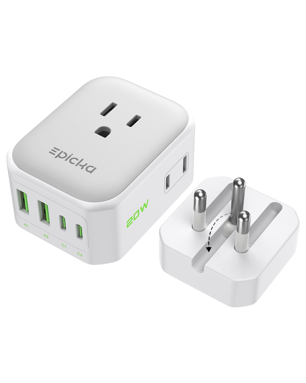 Hybrid 8-in-1 Abroad Travel Adapter with 20W Fast Charging
