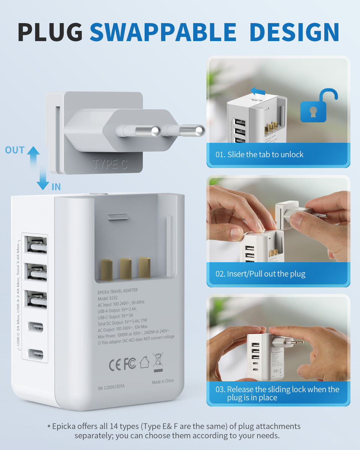 X232 Interchangeable Travel Adapter