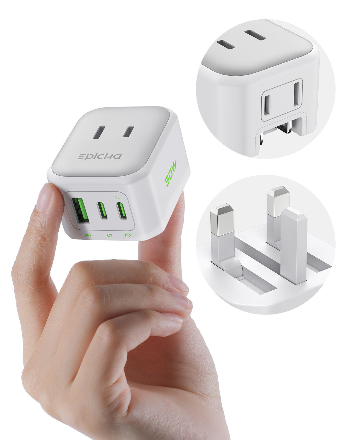 Hybrid Mini 30W Fast Charging Travel Adapter