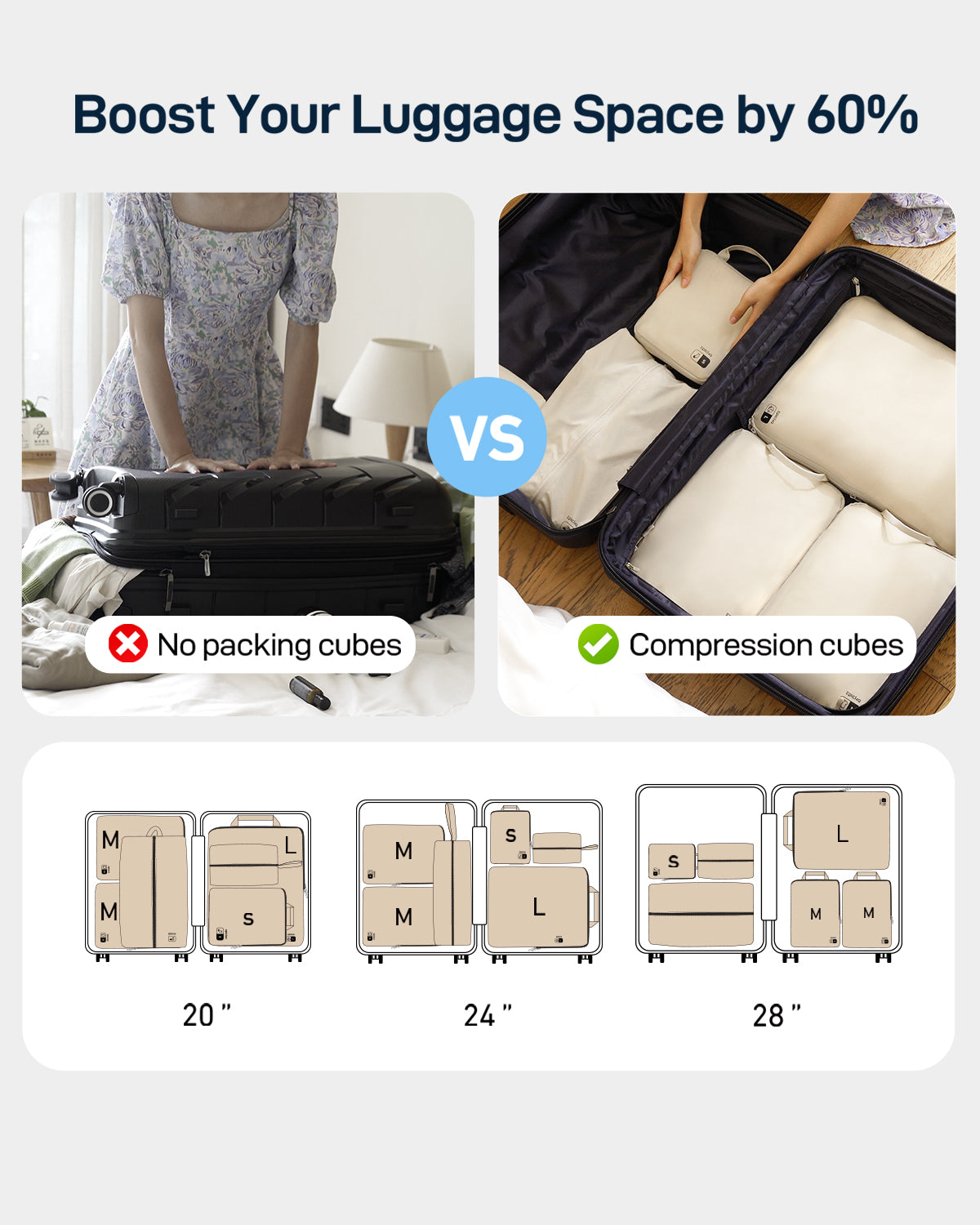 Nylon Compression Packing Cubes