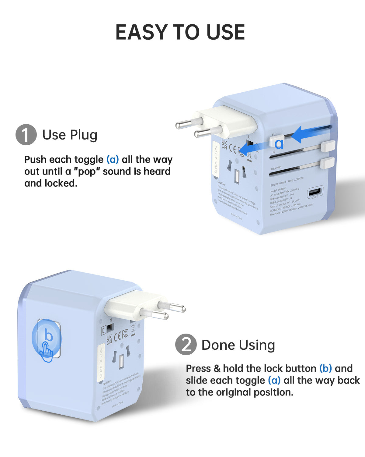 TA-105C Universal Travel Adapter (10A)