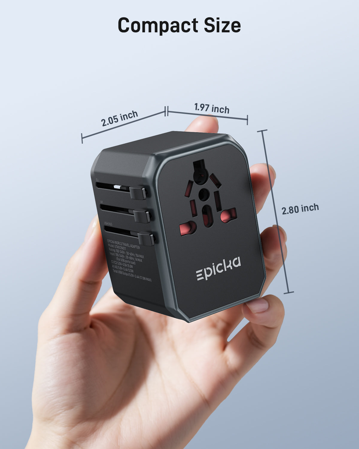 Epicka TA-104e Universal Travel Adapter (17W, 4-Ports)