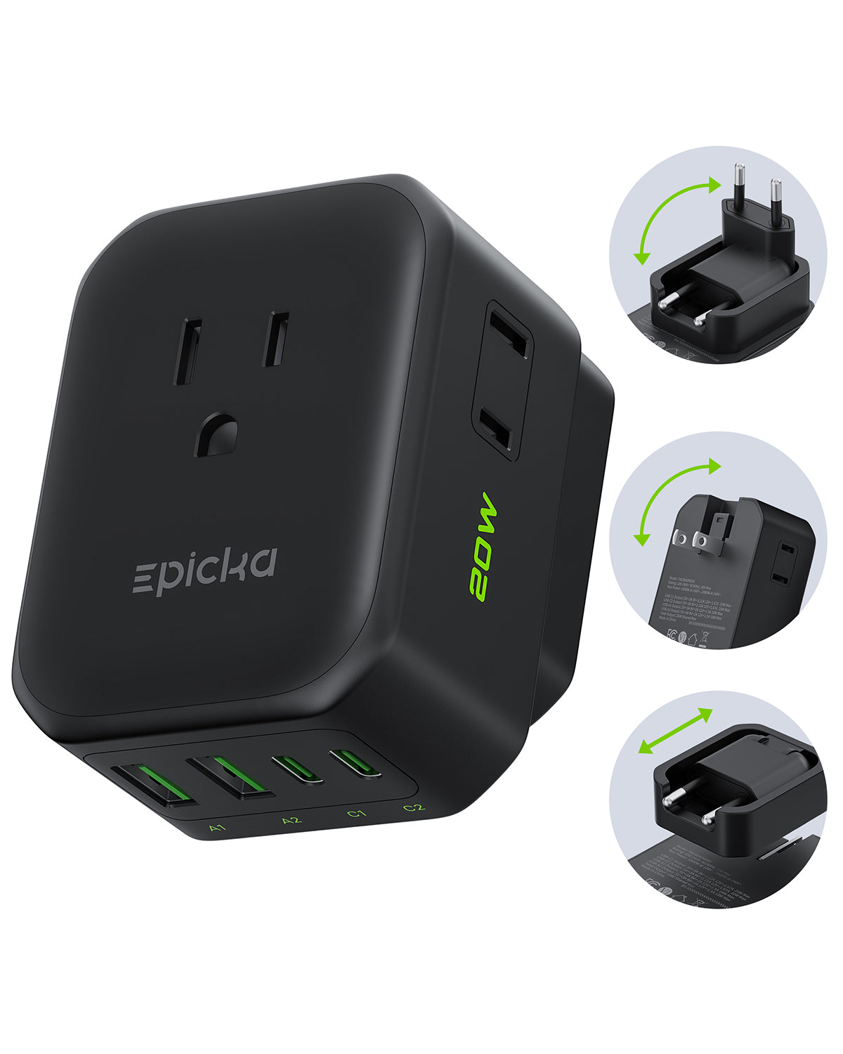 Hybrid 8-in-1 Abroad Travel Adapter with 20W Fast Charging
