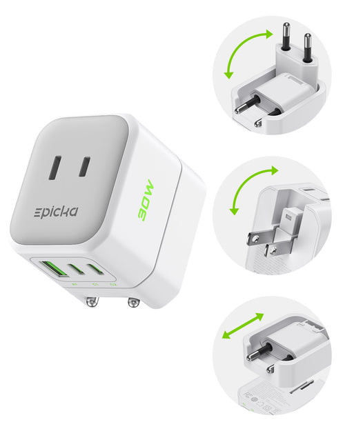 Epicka Hybrid Mini 30W Fast Charging Travel Adapter (PD 30W, 4-Ports)
