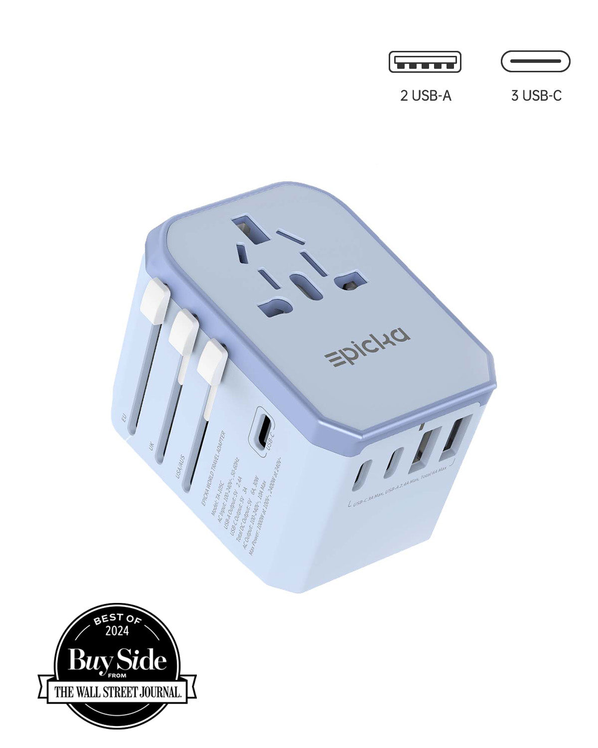 TA-105C Universal Travel Adapter (Pink + blue)