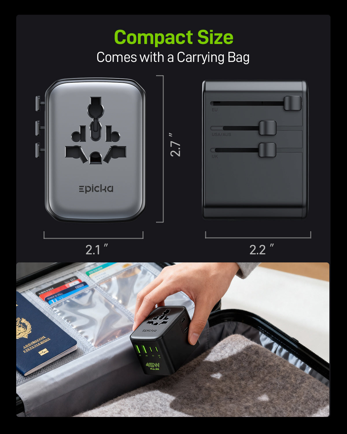 Pulse 45W Duo Universal Travel Adapter