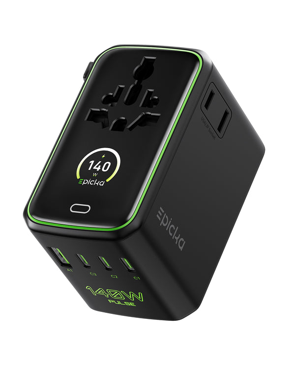 Epicka Pulse Duo 140W Fast Charging Universal Travel Adapter (GaN 140W, 6-Ports)