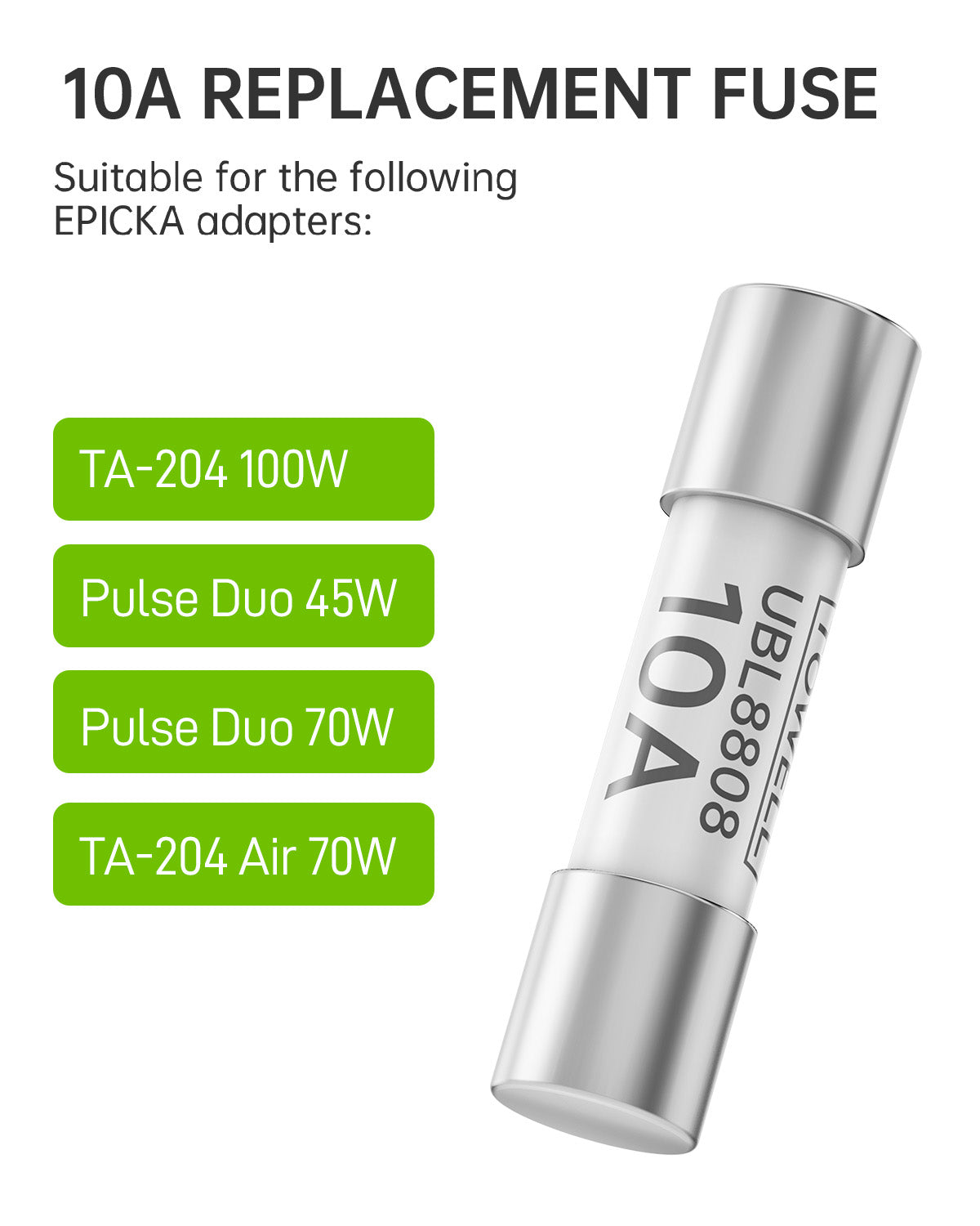 Epicka Adapter Replacement Fuses 10A