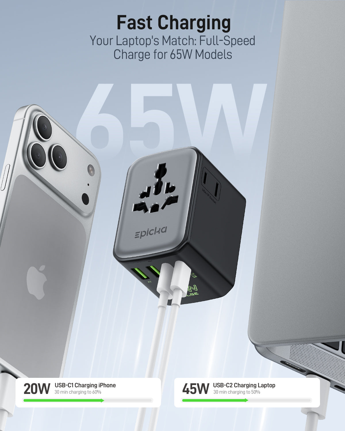 Pulse 65W Duo Universal Travel Adapter