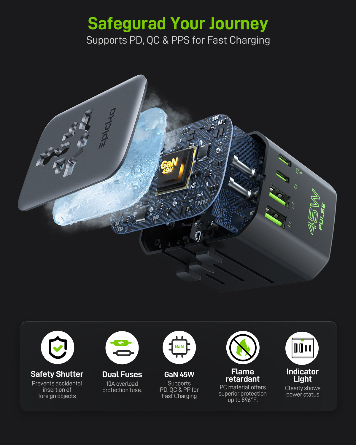 Pulse 45W Duo Universal Travel Adapter