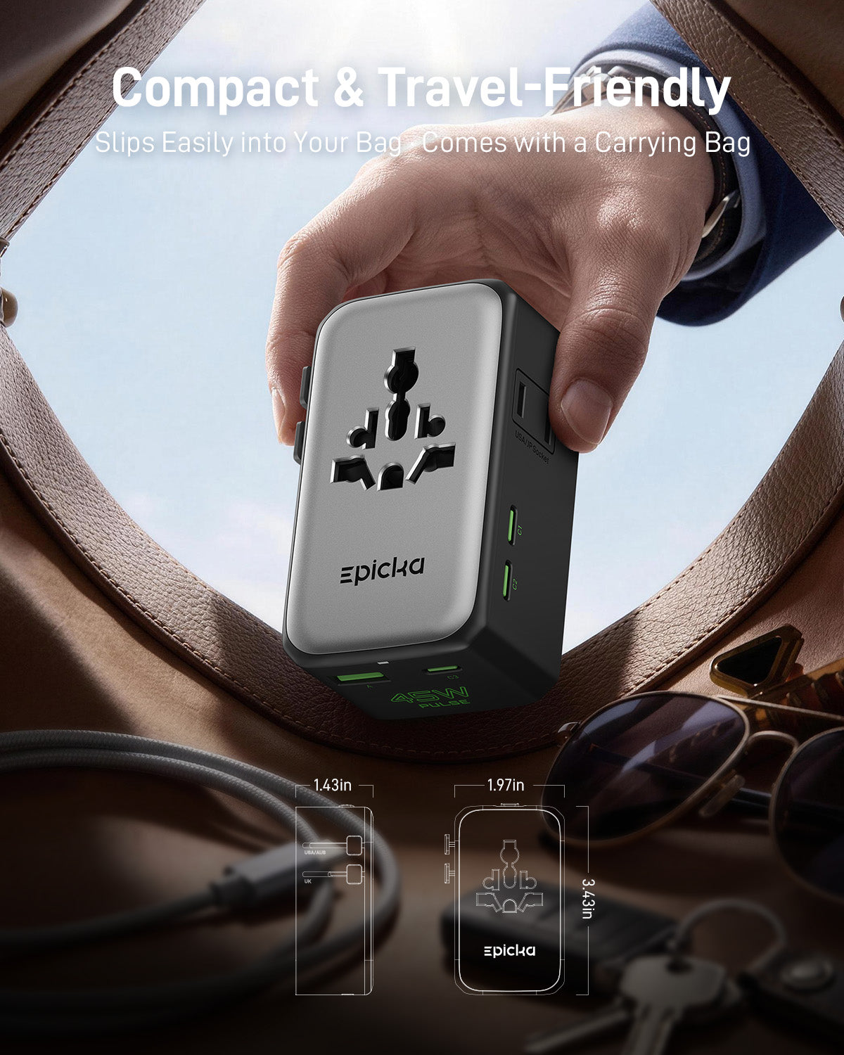 Pulse Air Series Universal Travel Adapter (25W/45W, 6 Ports)