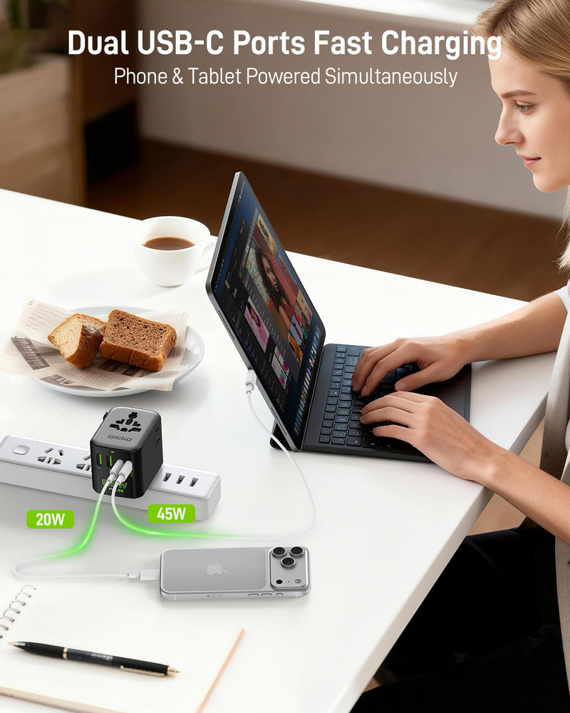 Epicka Pulse Duo 65W Fast Charging Universal Travel Adapter (GaN 65W,