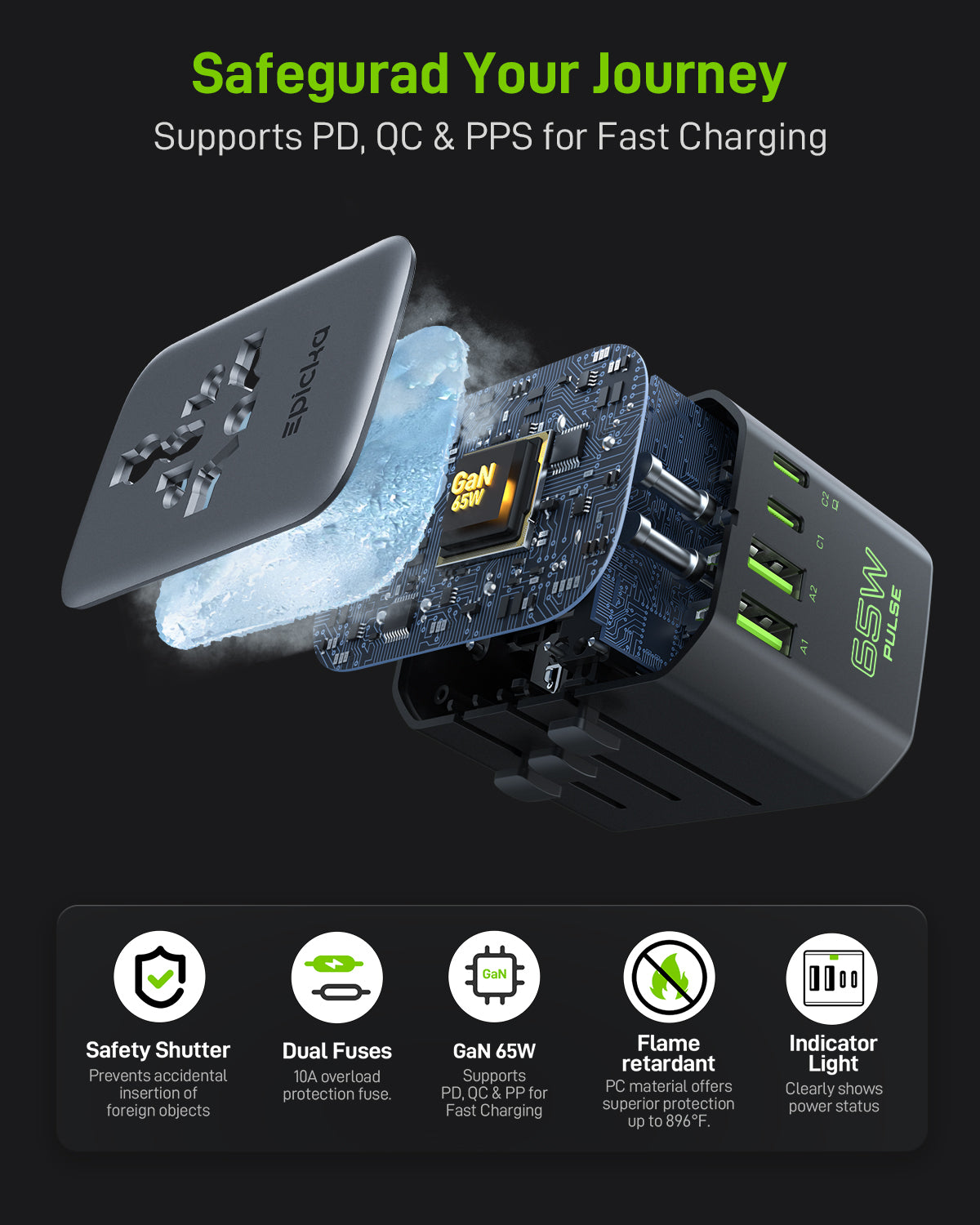 Pulse 65W Duo Universal Travel Adapter