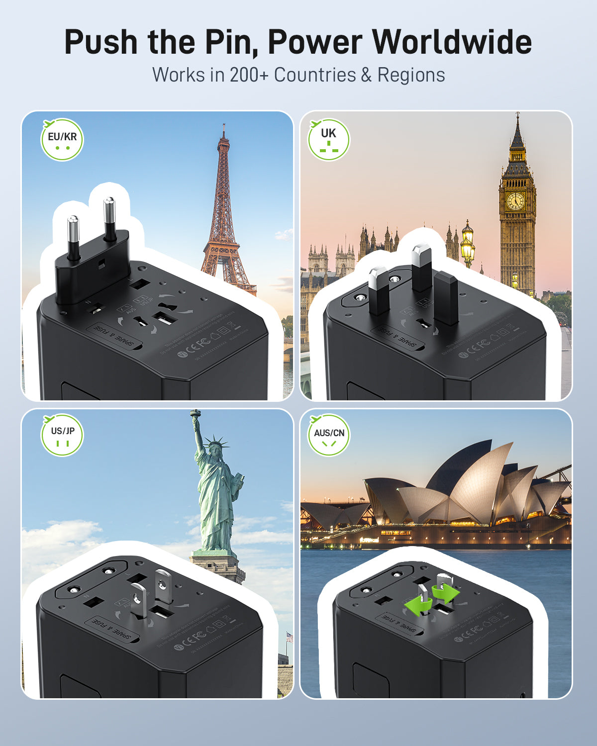 Epicka TA-104e Universal Travel Adapter (17W, 4-Ports)