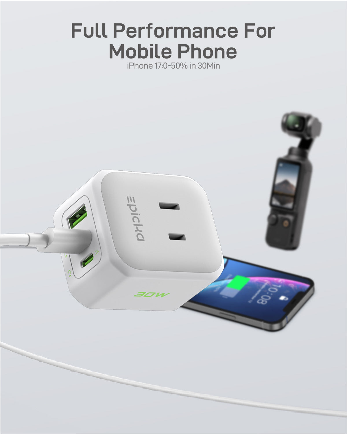 Hybrid Mini Abroad Travel Adapter with 30W Fast Charging