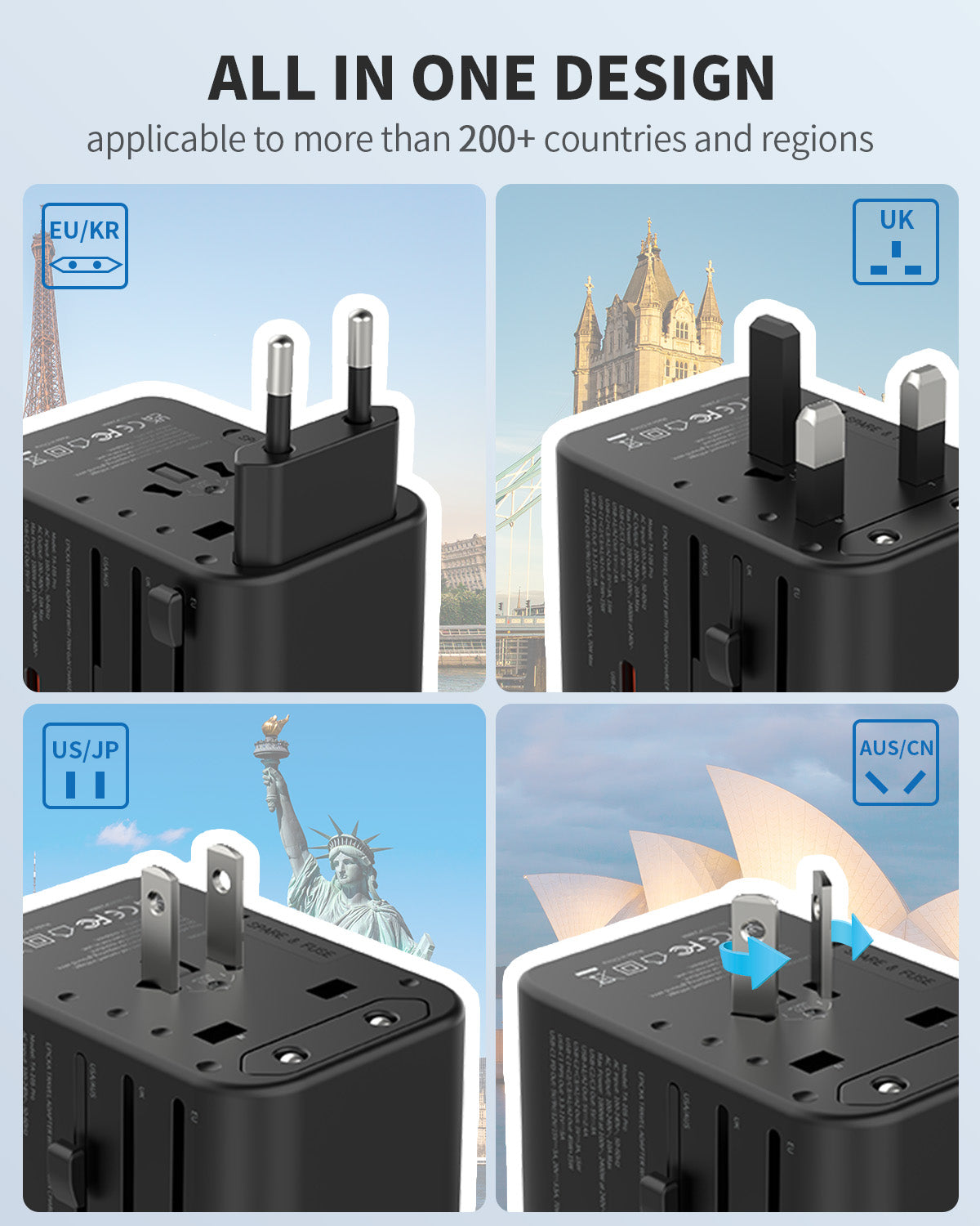 TA-105 Pro Universal Travel Adapter GaN 70W Fast Charging