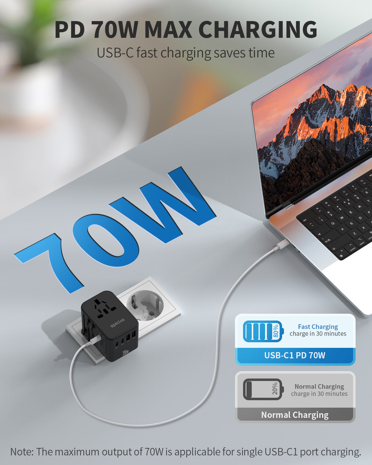 TA-105 Pro Universal Travel Adapter GaN 70W Fast Charging