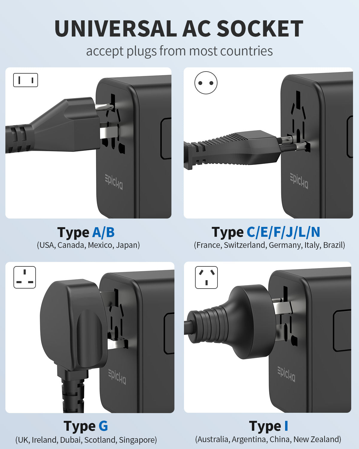 TA-105 Pro Universal Travel Adapter GaN 70W Fast Charging