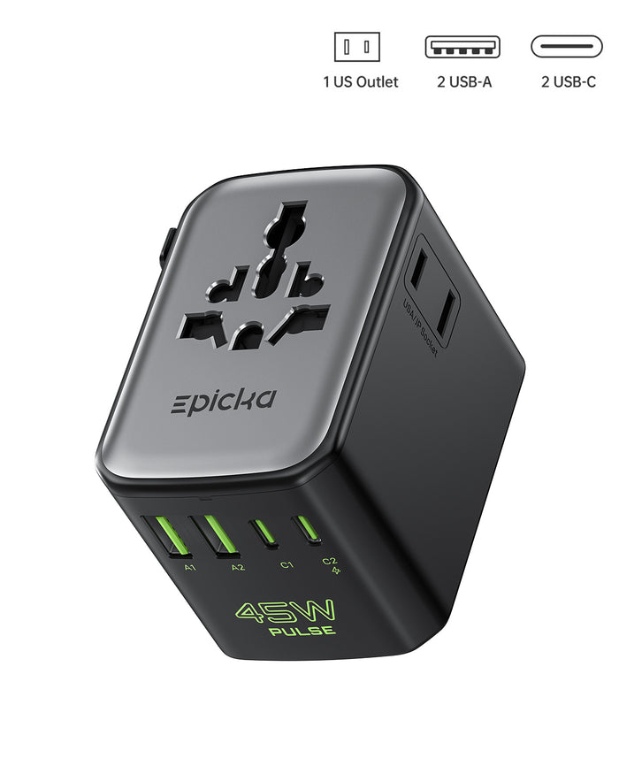 Epicka Pulse Duo 45W Fast Charging Universal Travel Adapter (GaN 45W,