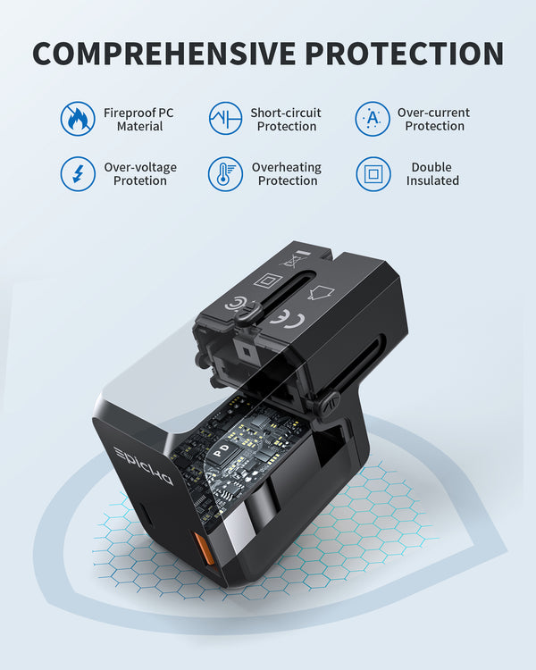 Epicka Pocket 111 Universal Travel Adapter (PD 20W, 3-Ports)