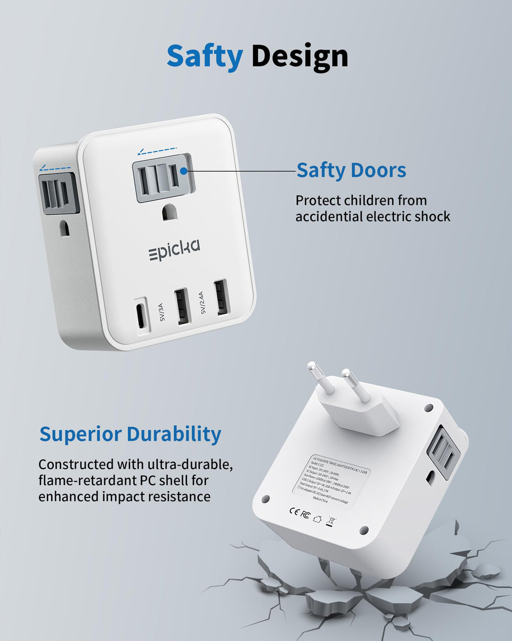 Epicka 321 Single Plug Travel Adapter